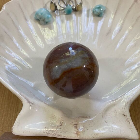 Rusty lavender ocean Jasper sphere 🌊 with sphere stand ✨ genuine crystal - Picture 5 of 6